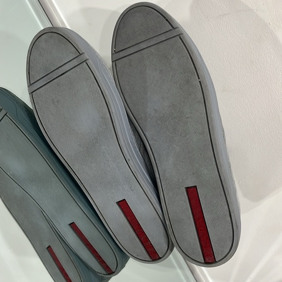 Prada Suede Leather Slip On Loafers Grey Blue size 41 - Picture 14 of 15